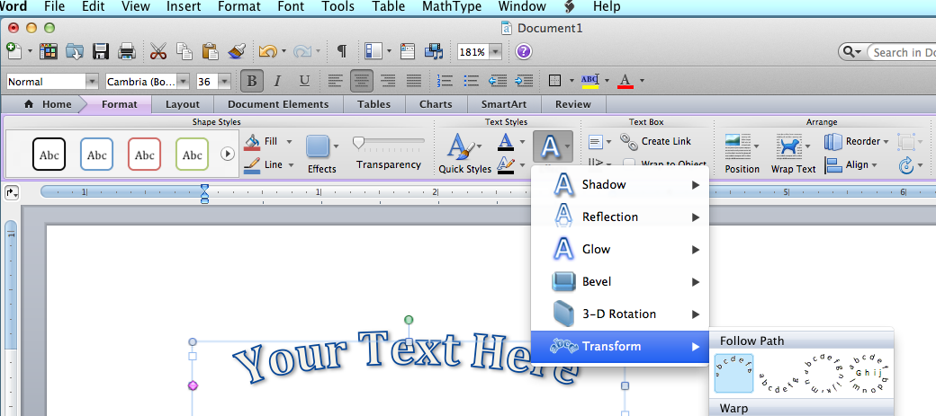 hiding text in word for mac